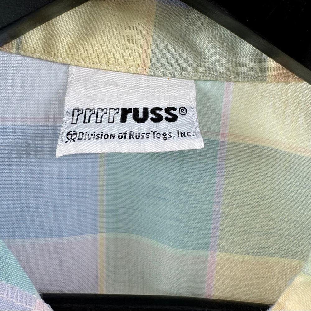 RRRuss Division of Russ Togs Inc Pastel Plaid Short Sleeve Button Down Top Size - Picture 3 of 5